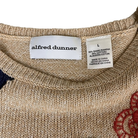 80’s Vintage Alfred Dunner Floral Embroidered Knit Sweater Large - Picture 7 of 11